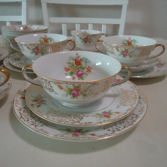 VTG Noritake Japan 315 Presolure U.S. DesignPat Applied For Set 27 pc Gold Trim - Picture 2 of 16